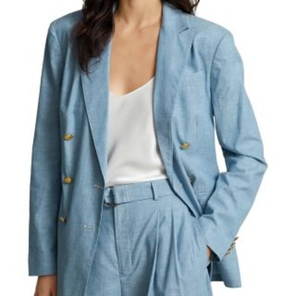 Polo Ralph Lauren Jackets & Blazers - NWOT  Polo Ralph Lauren Chambray Double Breasted Blazer Size 10